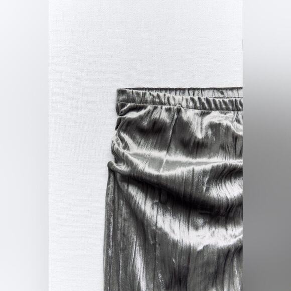 Zara Grey Velvet Flare Pants Size Medium - Picture 7 of 13